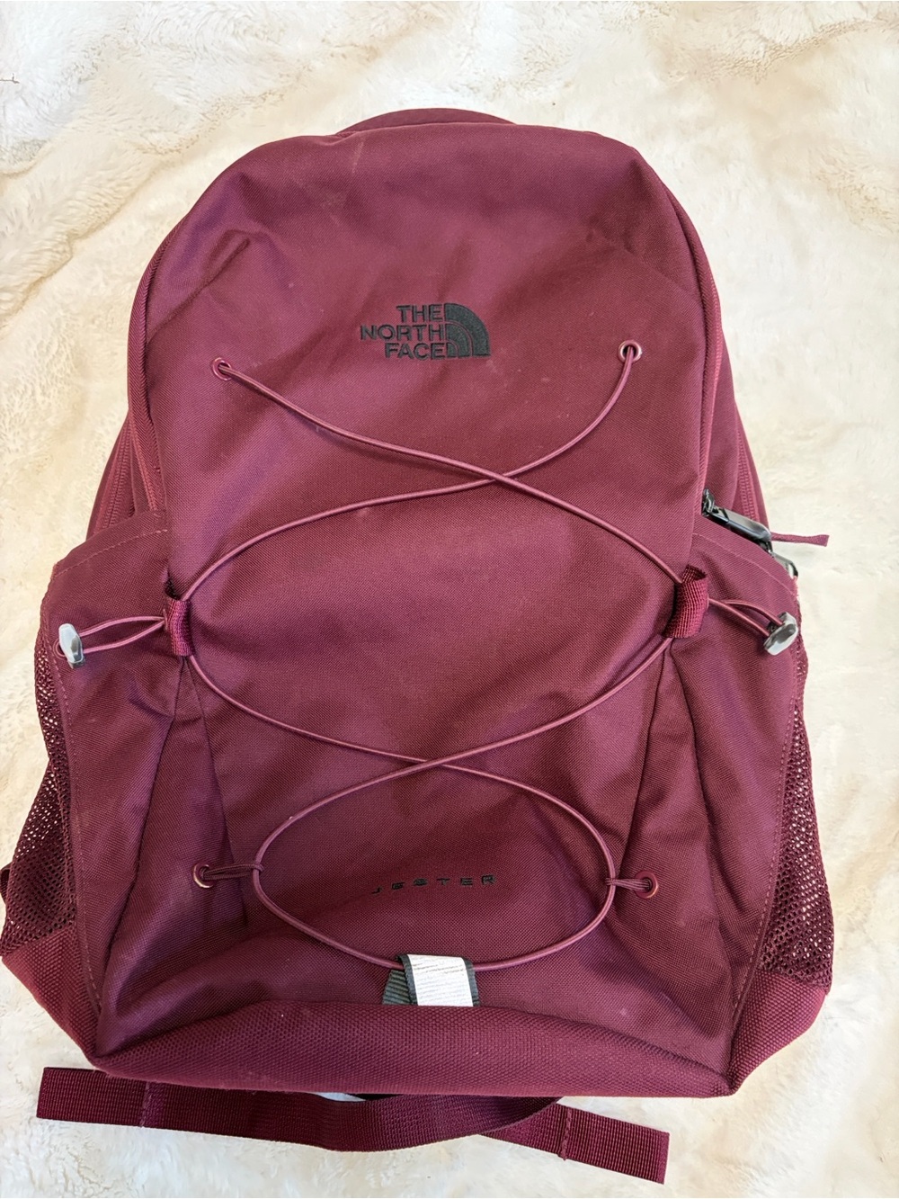 The North Face Burgundy Daypack with Bungee Front